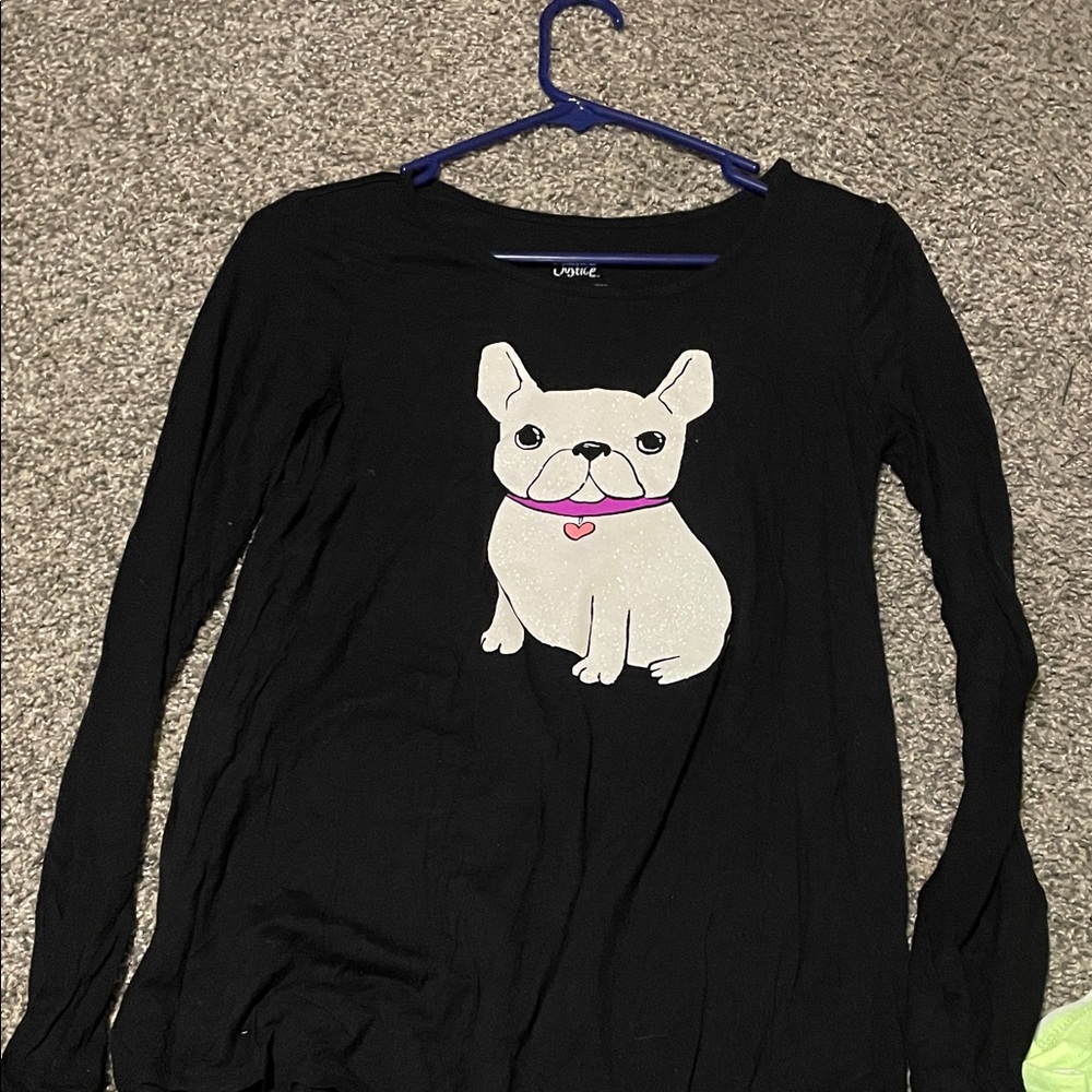 Justice Black Long Sleeve with Dog Graphic